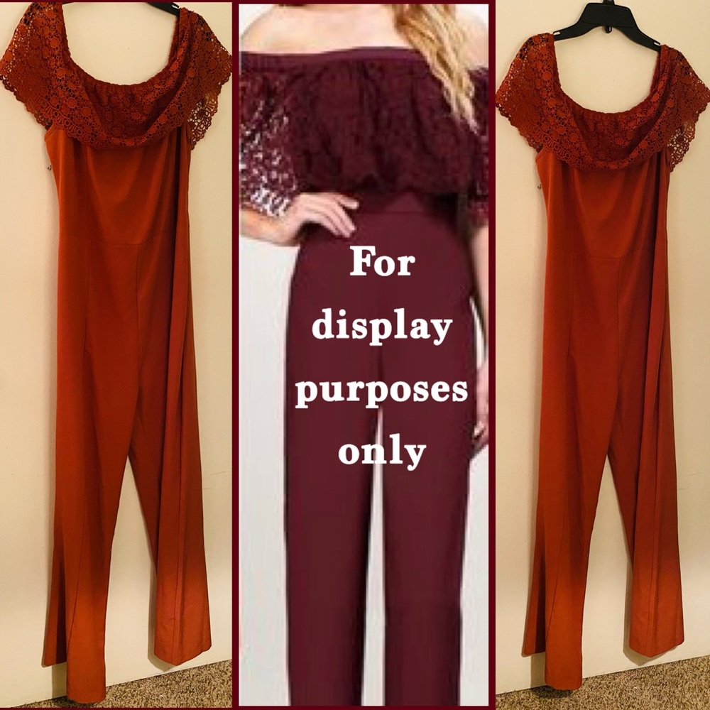1X- NEW! Off the shoulder Rust Color Jumpsuit